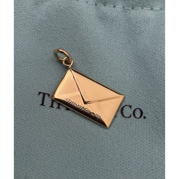 Tiffany & Co. 18k Gold Diamond Envelope Address Pendant Charm Necklace Bracelet - Picture 9 of 16